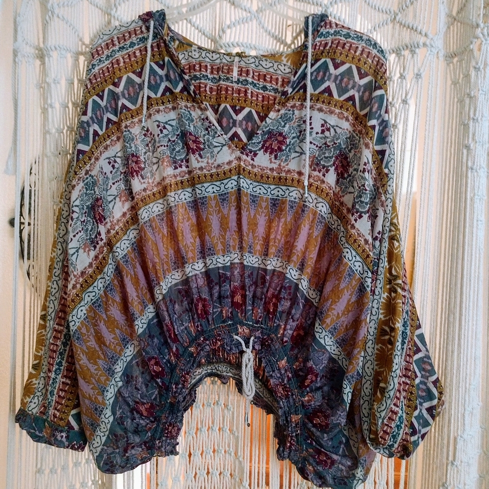 Free People hooded blouse